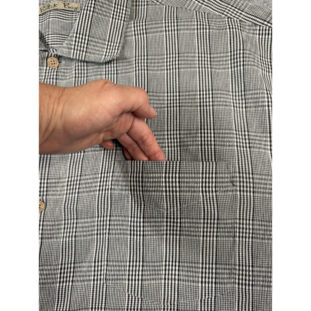 Batik Bay Shirt Mens XXL Black White Plaid Rayon Blend Short Sleeve Button Up - Picture 5 of 10